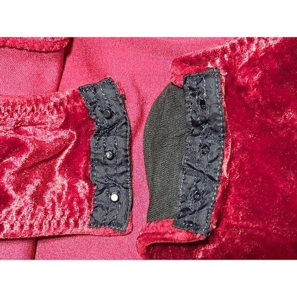 Vintage Red Crushed Velvet Bodysuit Goth Y2k French Lingerie Sz M Huit 8 - Picture 4 of 9